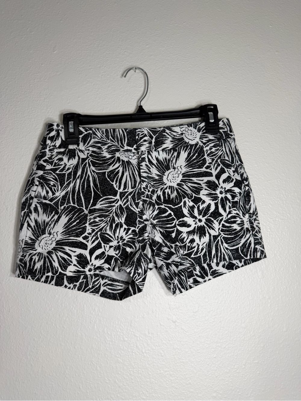 Banana Republic Black & White Floral Bermuda Shorts